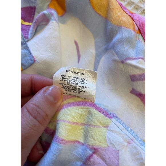 Jams World Colorful Tropical Watercolor Floral Casual Button Up Blouse Large - Picture 10 of 10